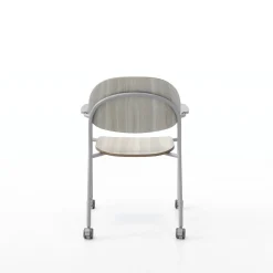 Tioga Guest Chair with Arms and Casters - Laminate Seat and Back