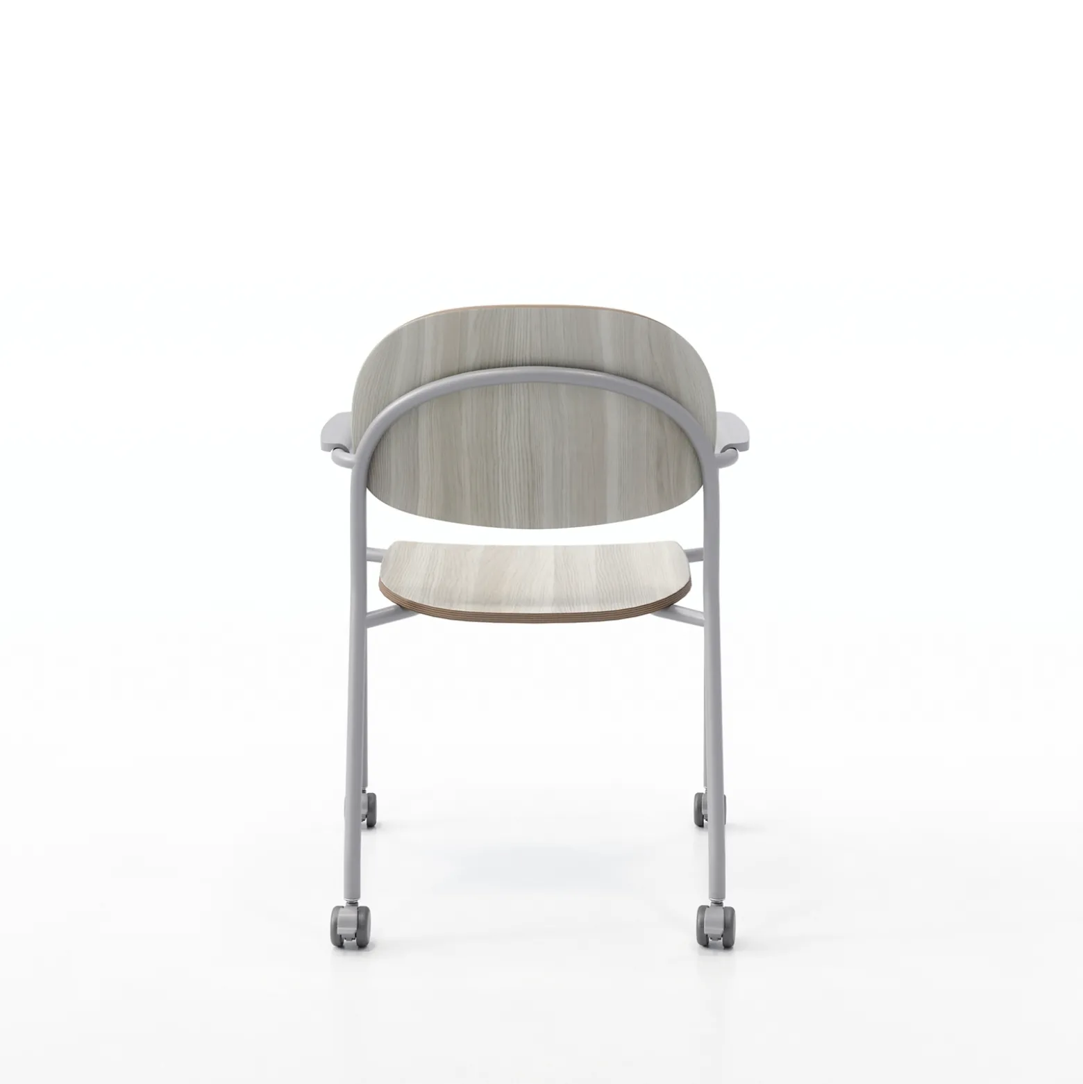 Tioga Guest Chair with Arms and Casters - Laminate Seat and Back