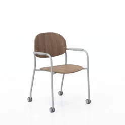 Tioga Guest Chair with Arms and Casters - Laminate Seat and Back