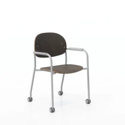 Tioga Guest Chair with Arms and Casters - Laminate Seat and Back
