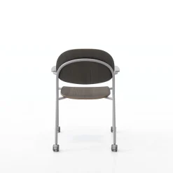 Tioga Guest Chair with Arms and Casters - Laminate Seat and Back