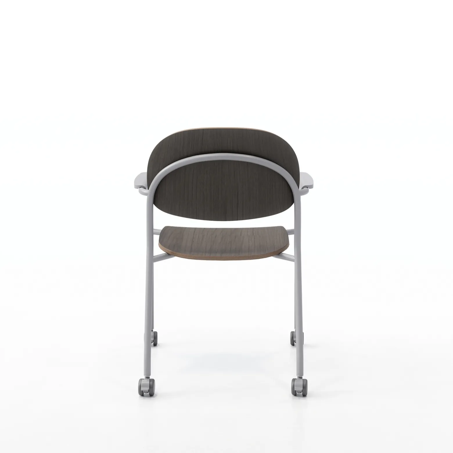 Tioga Guest Chair with Arms and Casters - Laminate Seat and Back