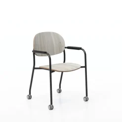 Tioga Guest Chair with Arms and Casters - Laminate Seat and Back