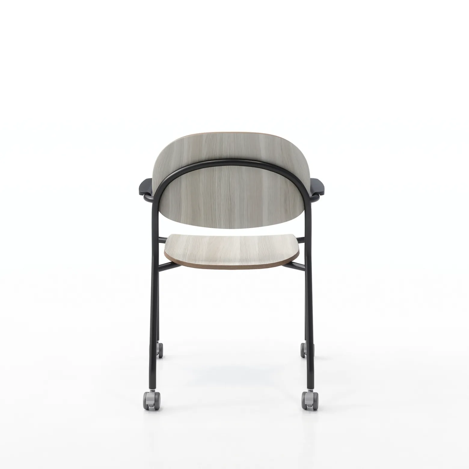 Tioga Guest Chair with Arms and Casters - Laminate Seat and Back