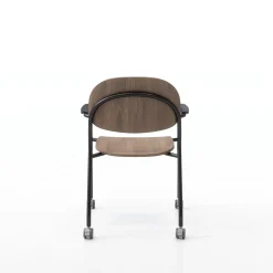Tioga Guest Chair with Arms and Casters - Laminate Seat and Back