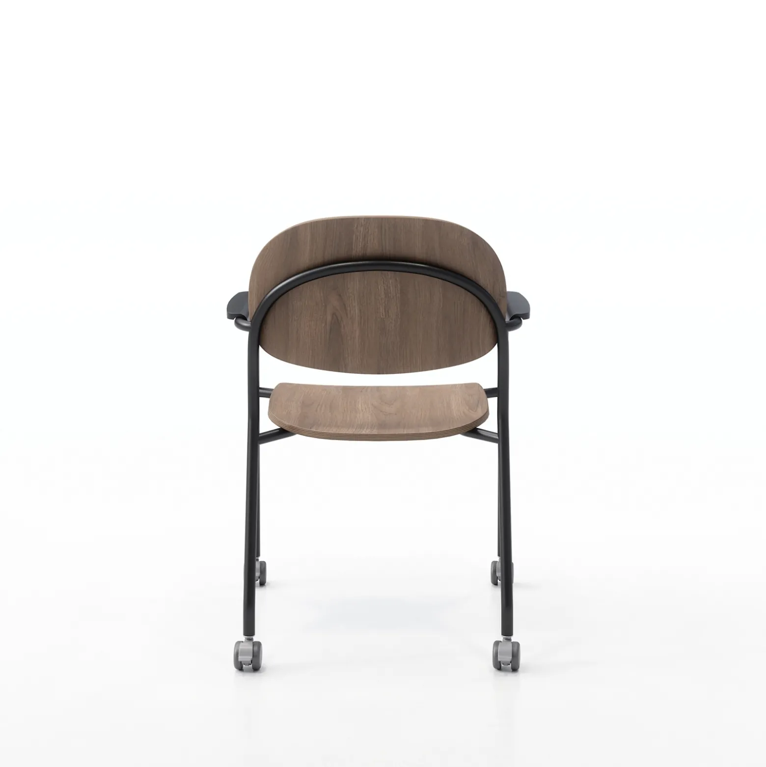 Tioga Guest Chair with Arms and Casters - Laminate Seat and Back