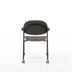 Tioga Guest Chair with Arms and Casters - Laminate Seat and Back
