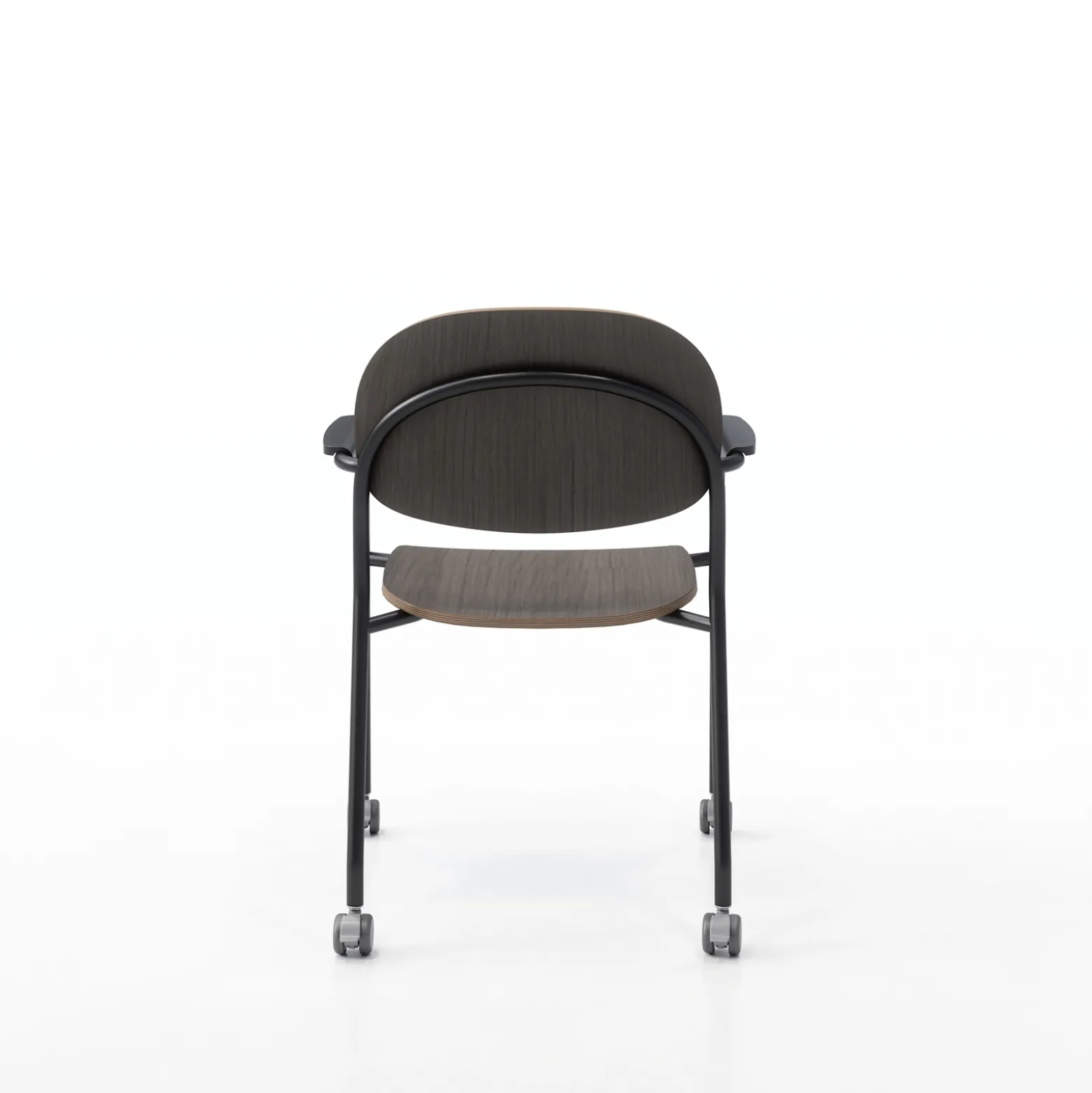 Tioga Guest Chair with Arms and Casters - Laminate Seat and Back