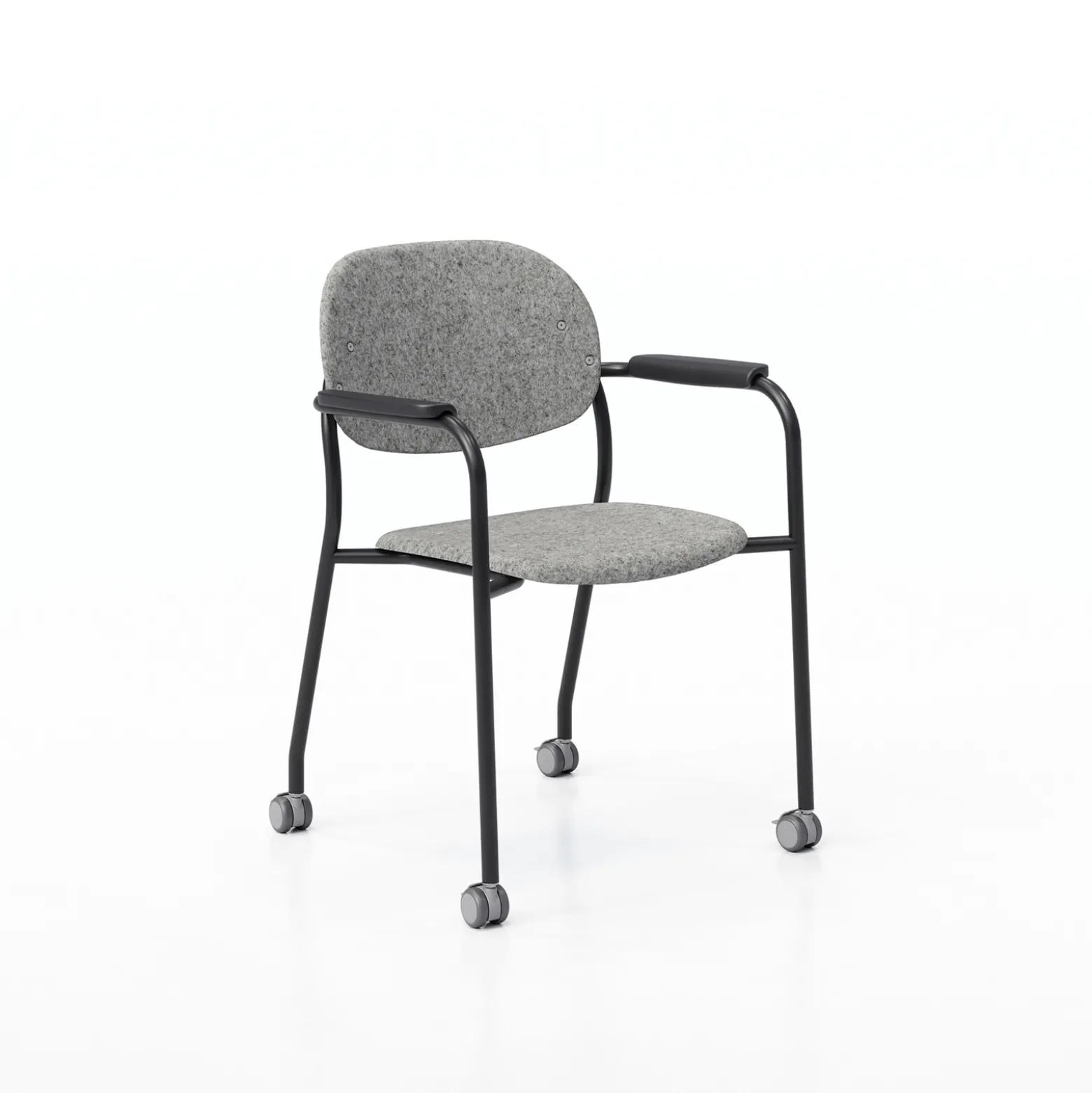 Tioga Guest Chair with Arms and Casters - PET Felt Seat and Back