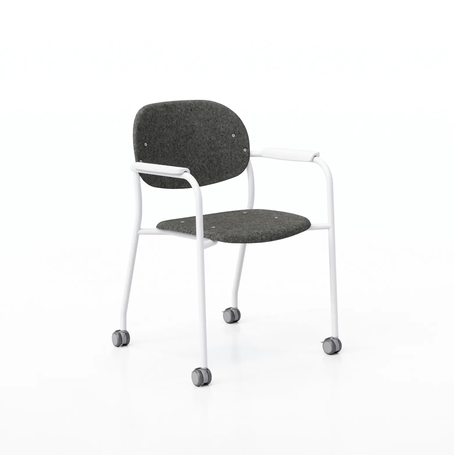 Tioga Guest Chair with Arms and Casters - PET Felt Seat and Back