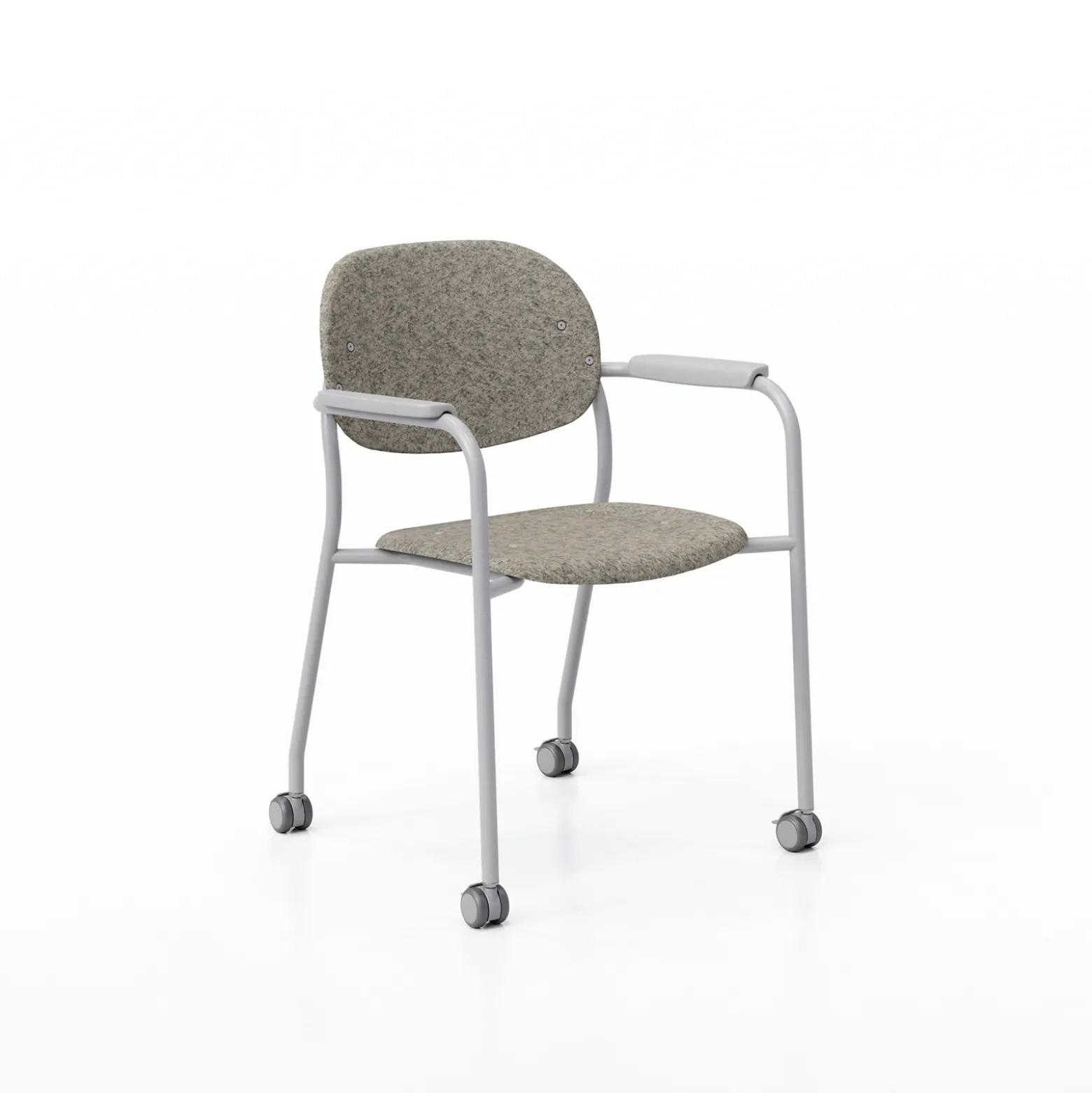 Tioga Guest Chair with Arms and Casters - PET Felt Seat and Back
