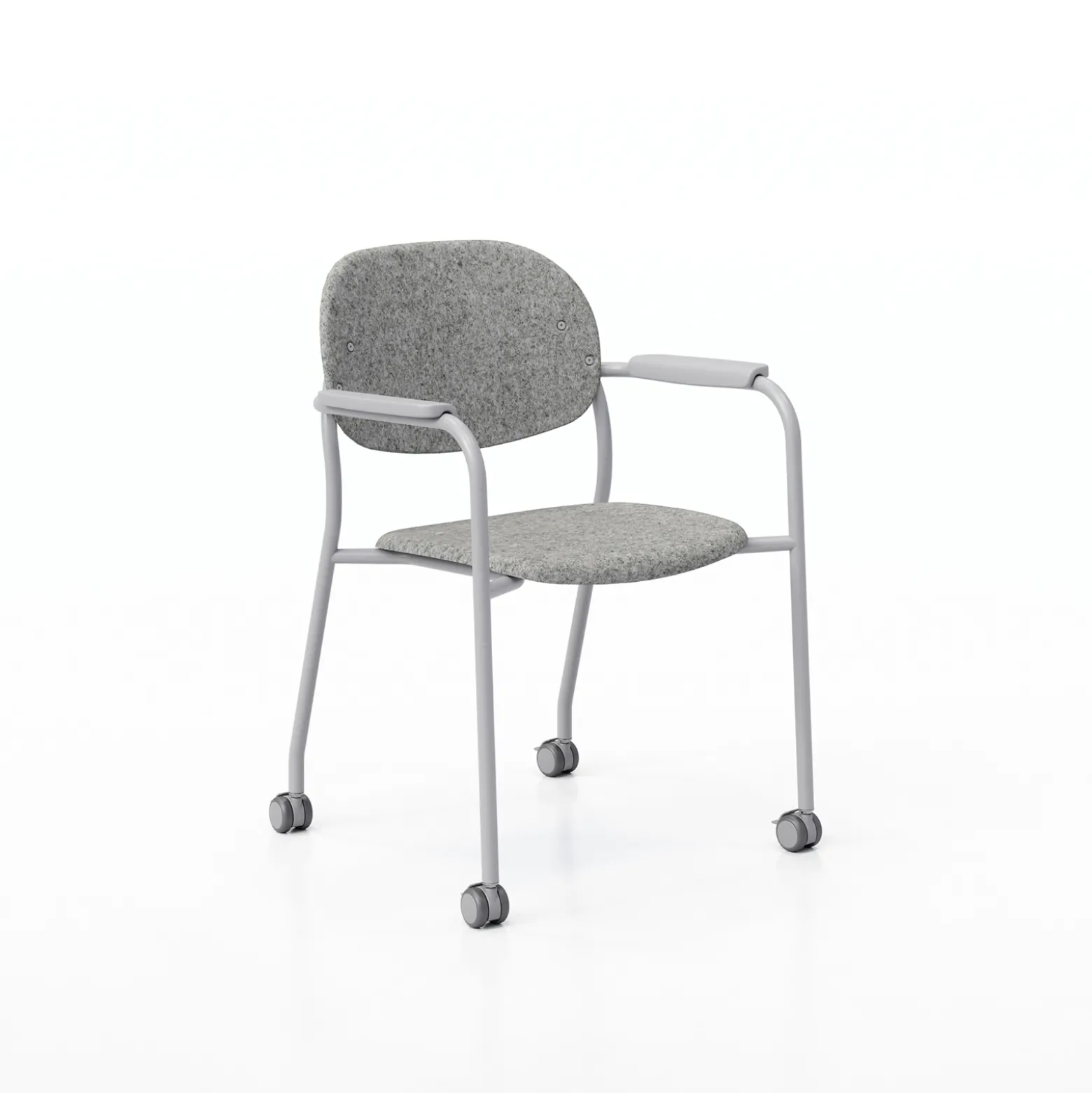 Tioga Guest Chair with Arms and Casters - PET Felt Seat and Back
