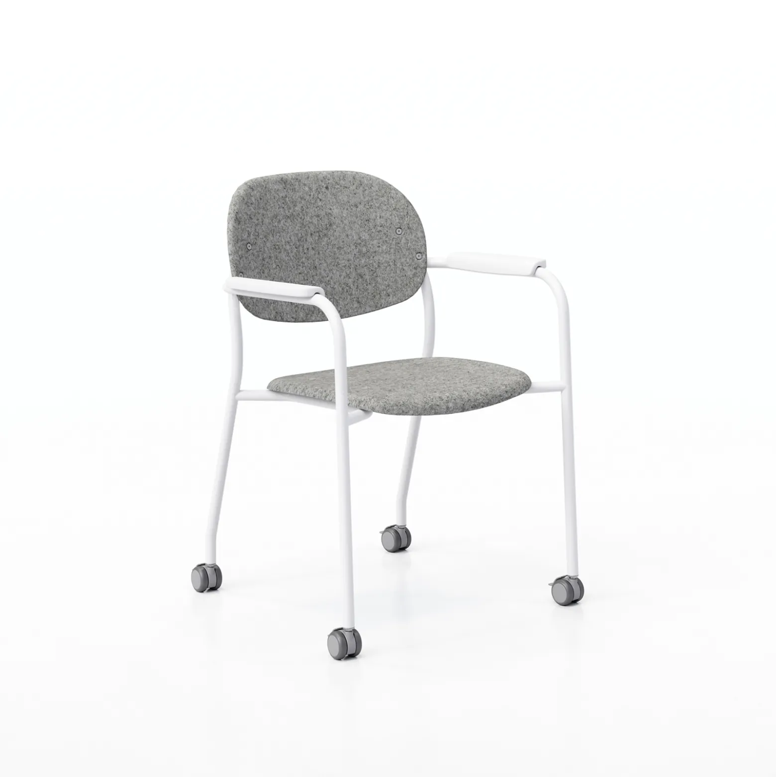 Tioga Guest Chair with Arms and Casters - PET Felt Seat and Back