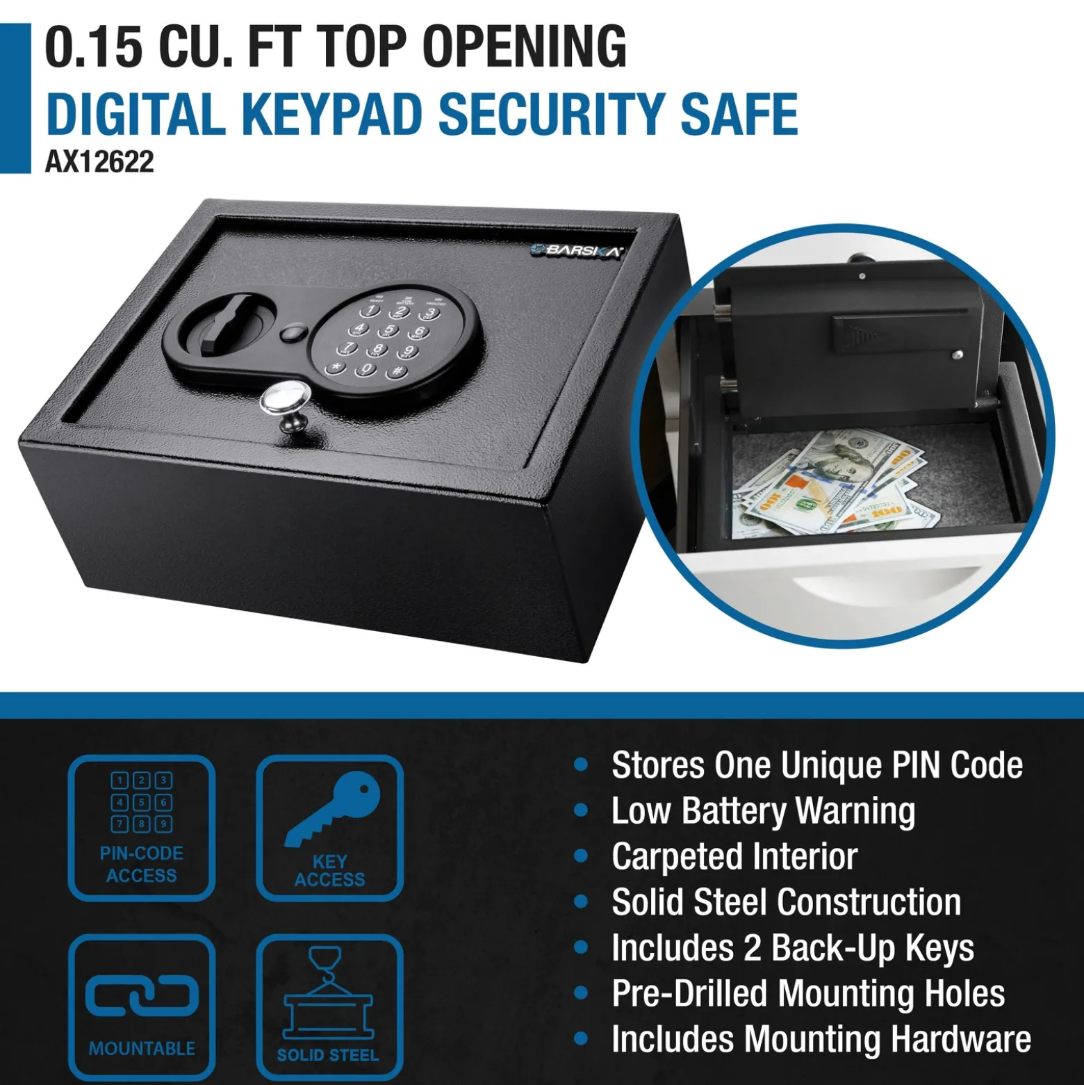 Top Opening Keypad Security Safe