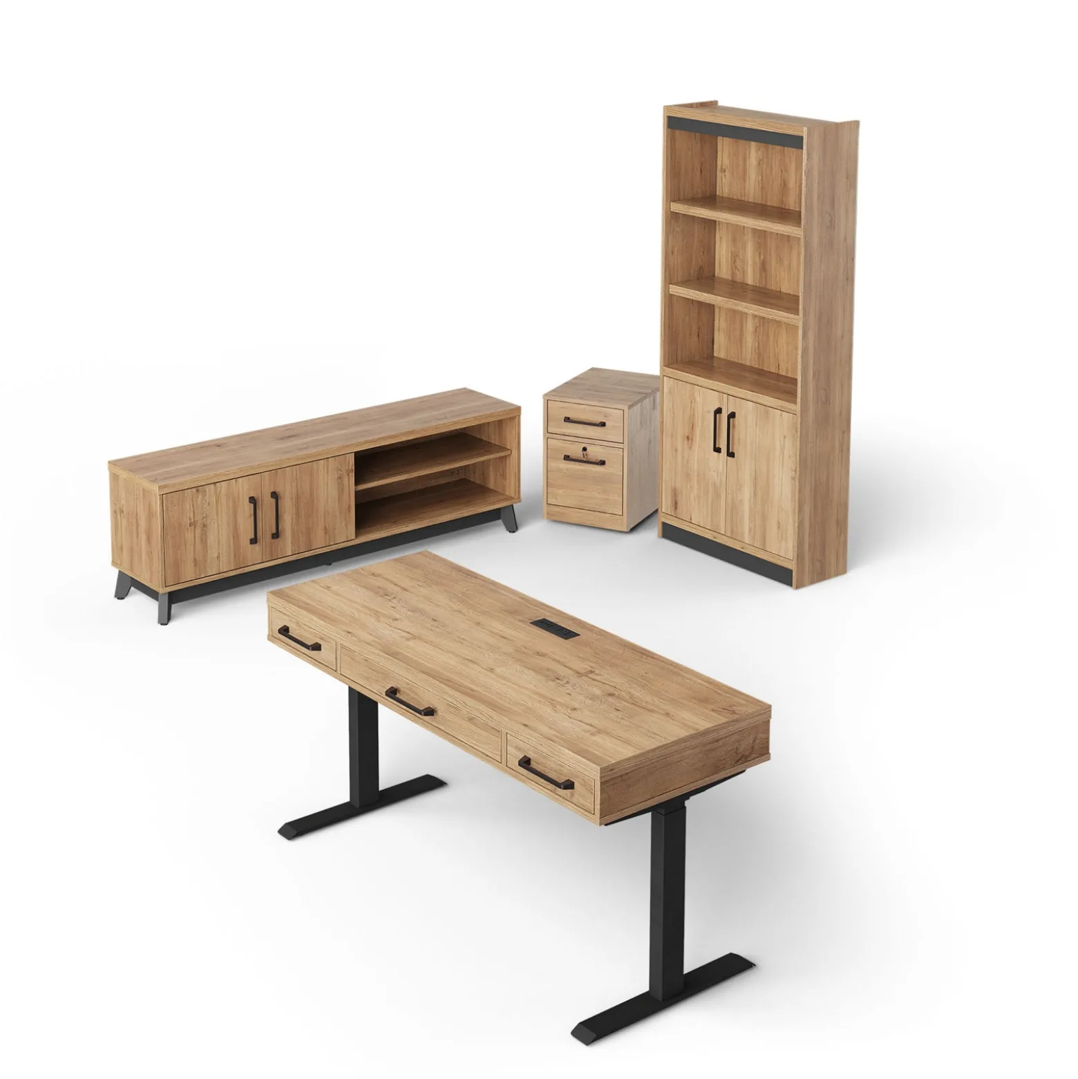 Trenton Adjustable-Height Desk w/ Storage Set