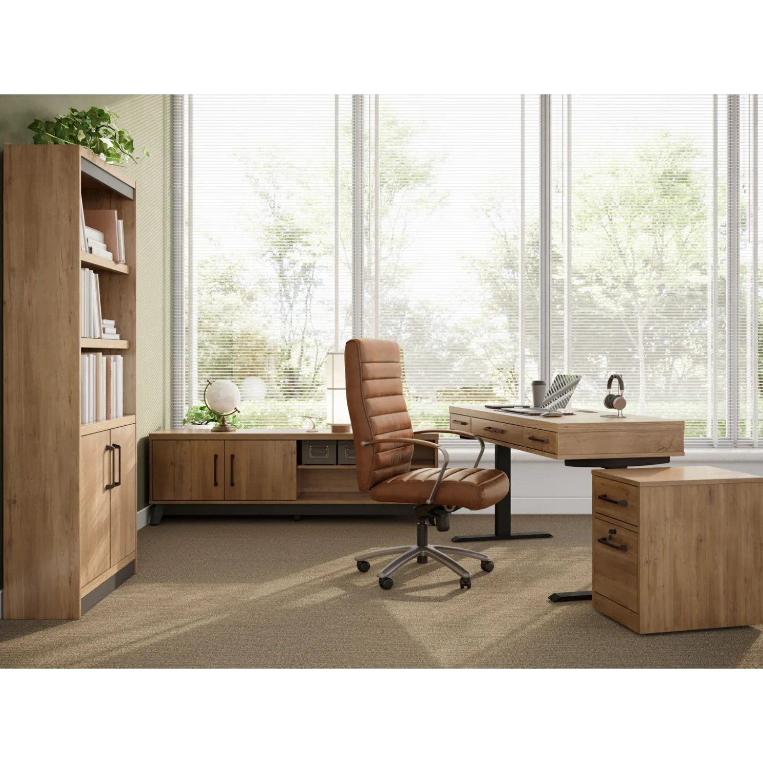 Trenton Adjustable-Height Desk w/ Storage Set