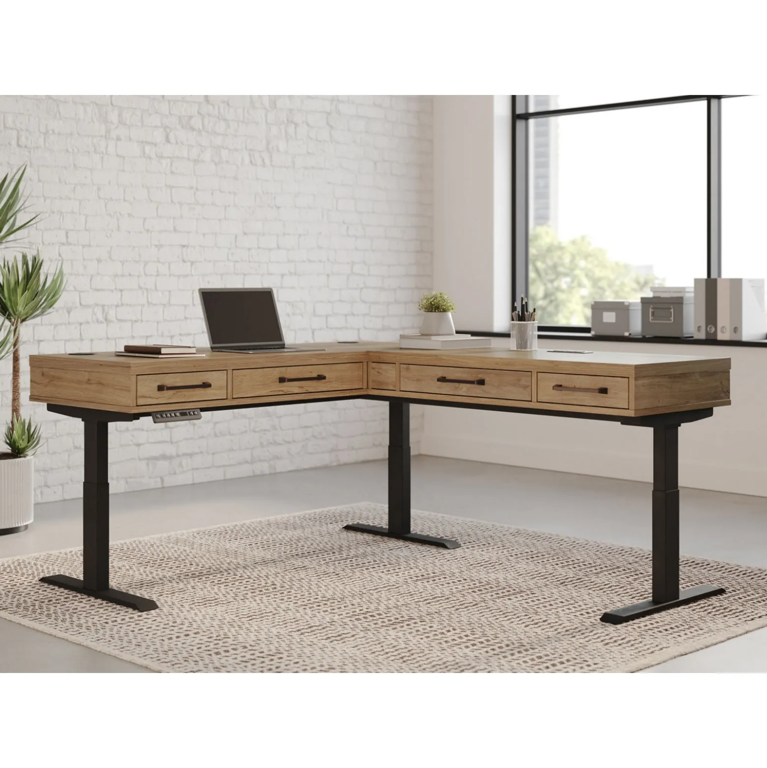 Trenton Adjustable-Height L-Desk w/ Right Return