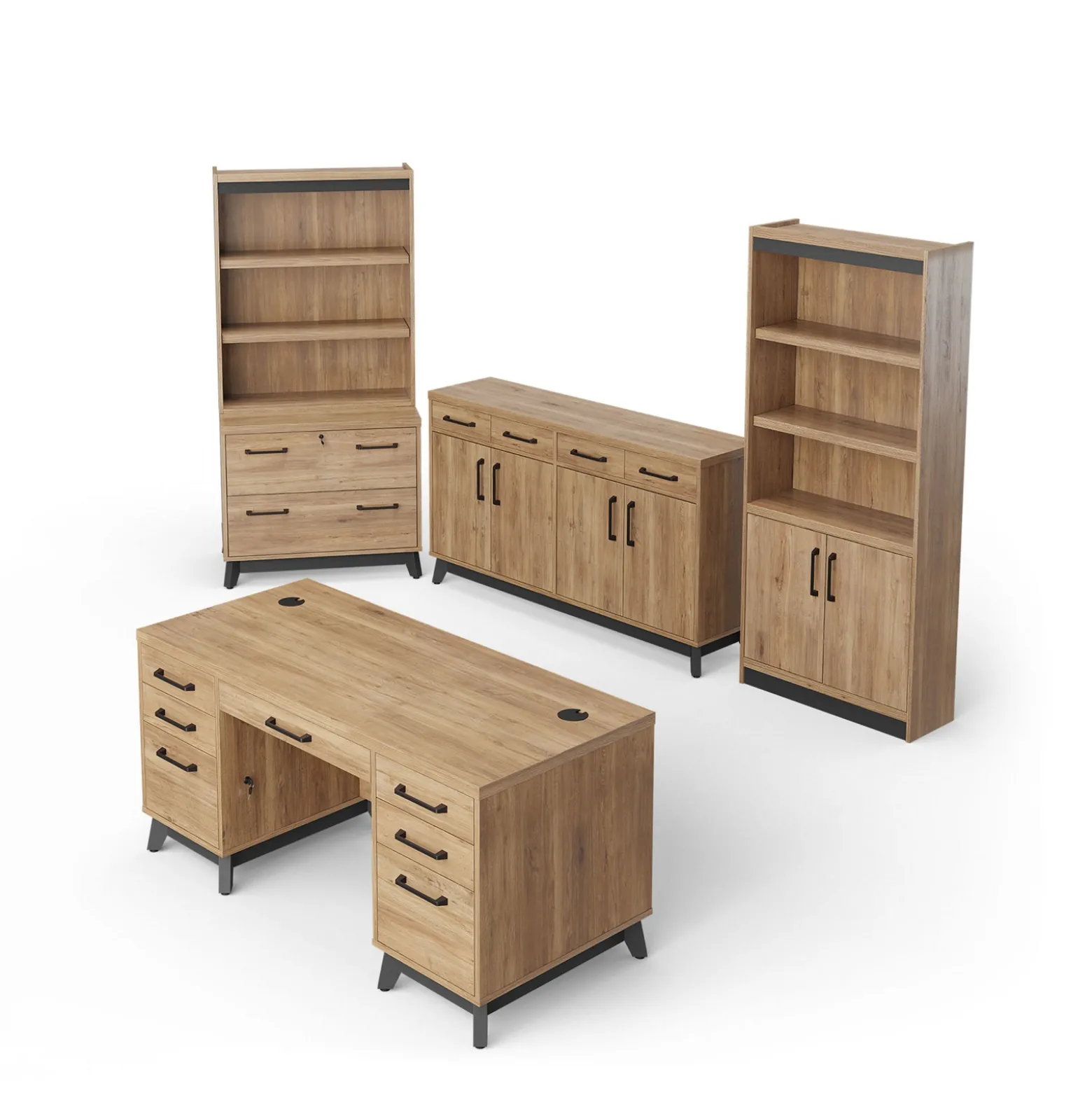 Trenton Executive Desk Suite w/ Storage Set