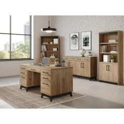 Trenton 5-Shelf Bookcase with Doors – 74"H