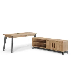 Trenton Writing Desk and Low Credenza Set