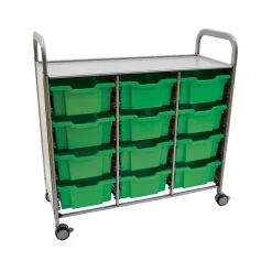 Triple Storage Cart with 12 Trays - 6"D