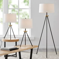 Tripod Floor & Table Lamps - Set of 3