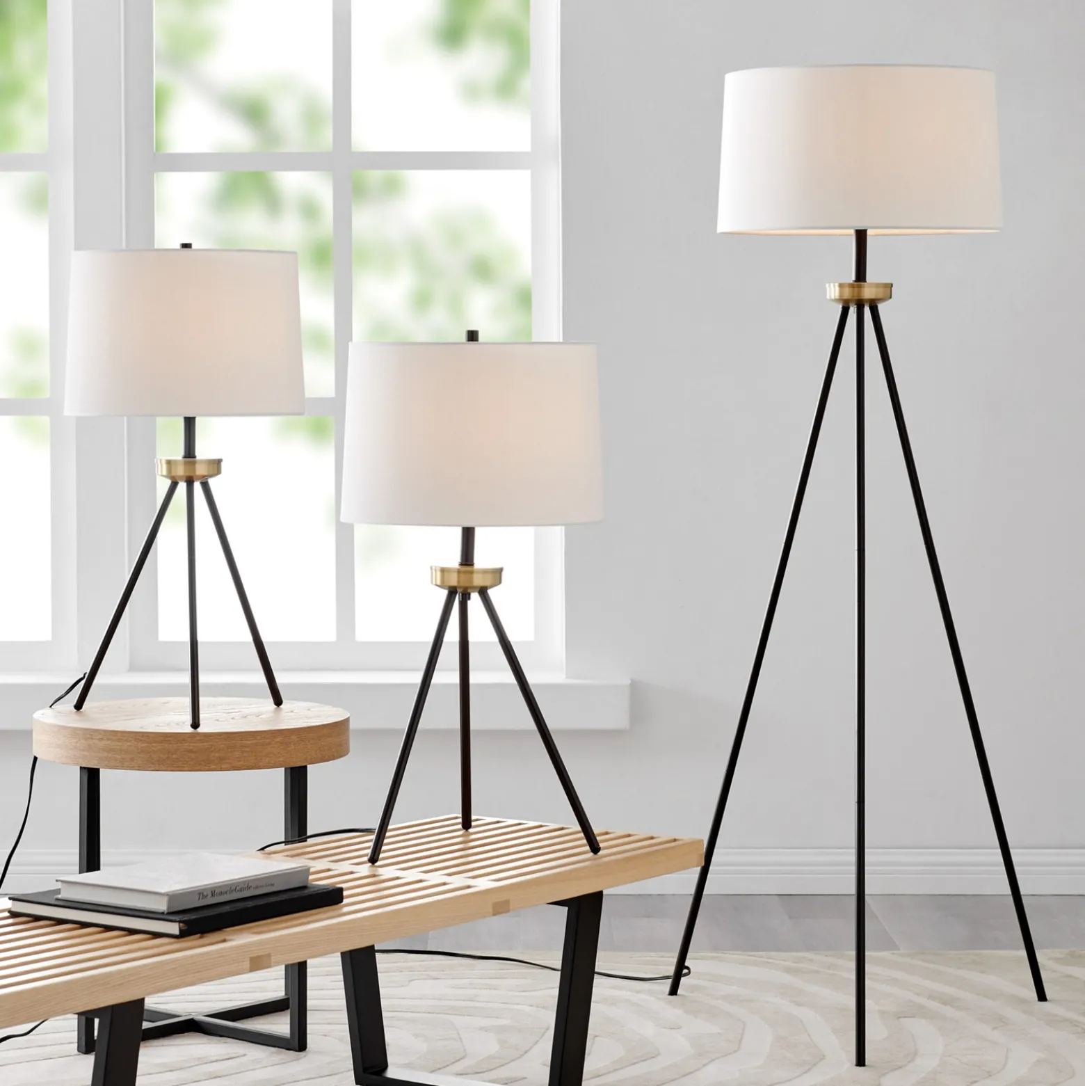 Tripod Floor & Table Lamps - Set of 3