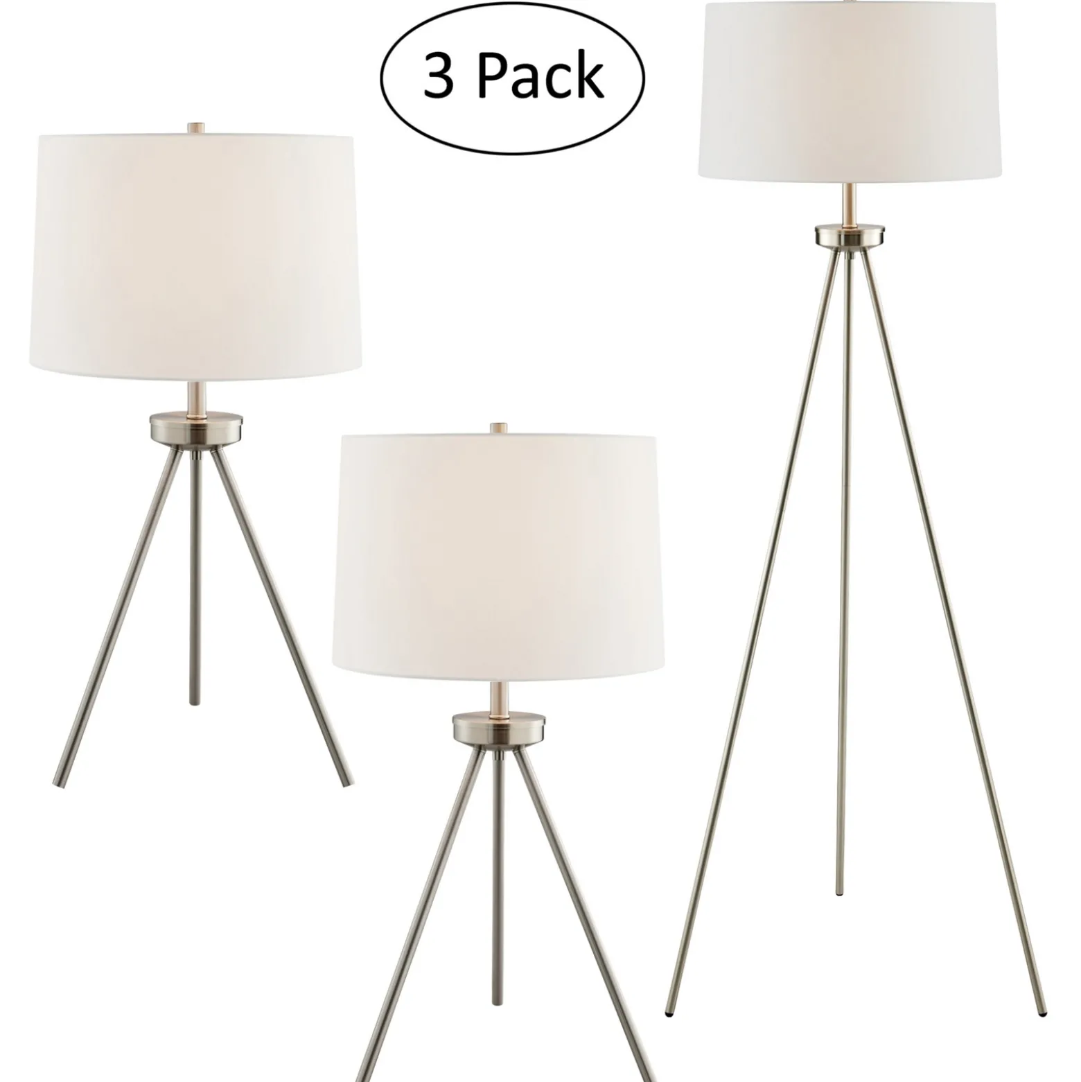 Tripod Floor & Table Lamps - Set of 3