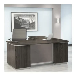 Tuxedo Bow Front L-Shape Desk with Left Return - 72"W x 90"D