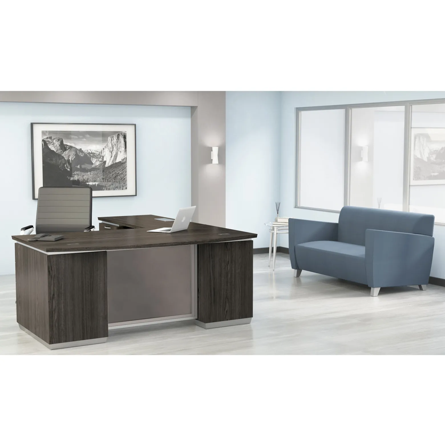 Tuxedo Bow Front L-Shape Desk with Left Return - 72"W x 90"D