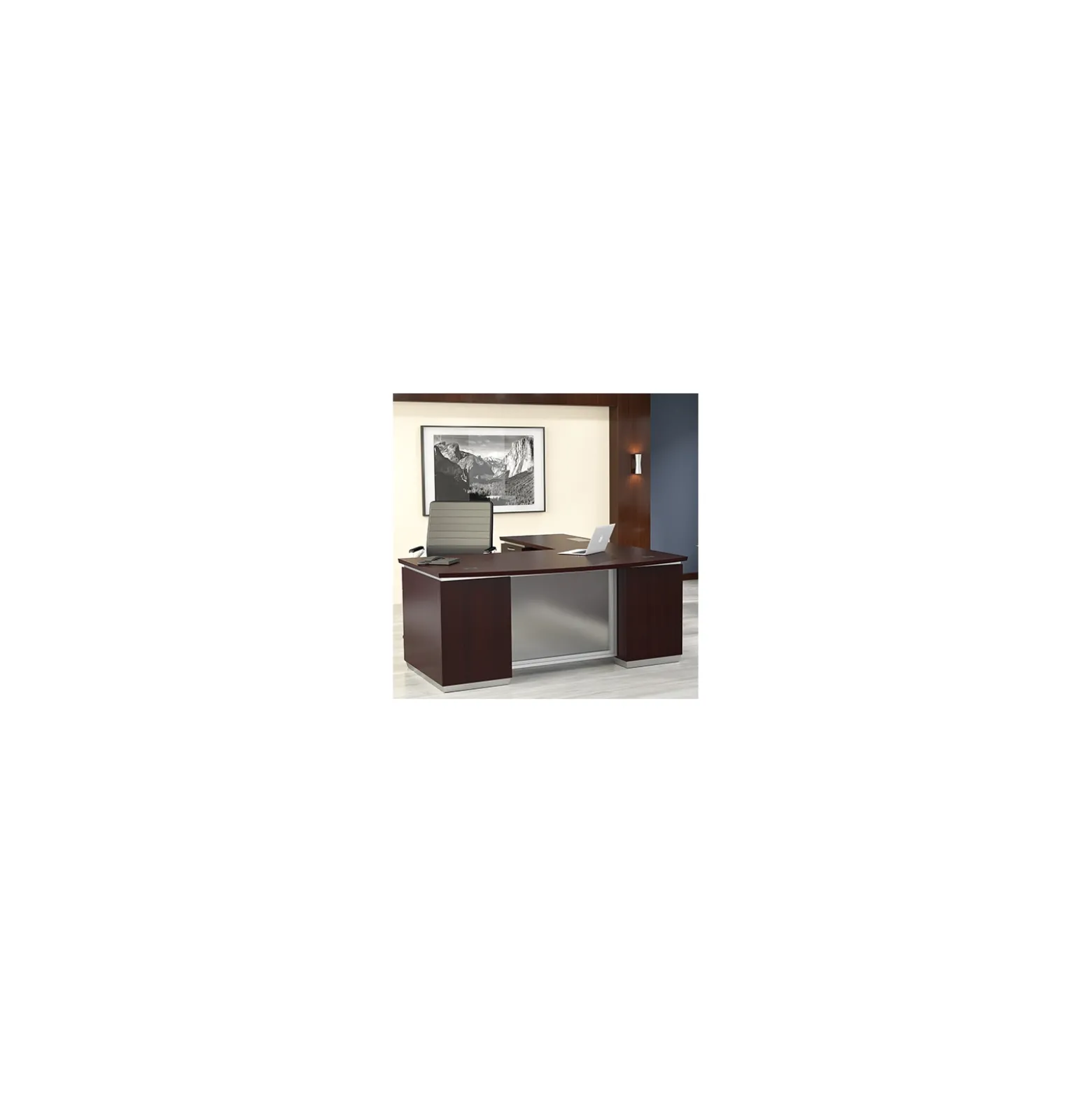 Tuxedo Bow Front L-Shape Desk with Left Return - 72"W x 90"D