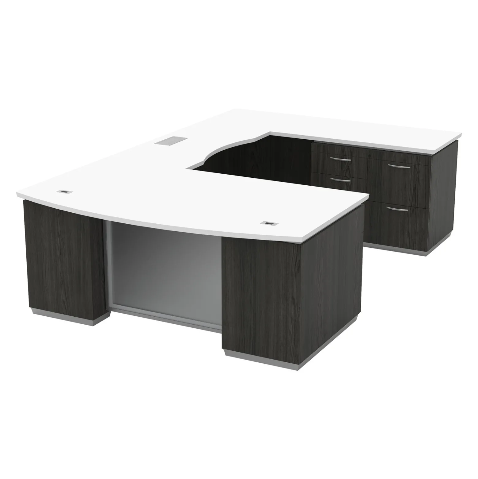 Tuxedo Four Pedestal U-Shape Desk with Right Bridge