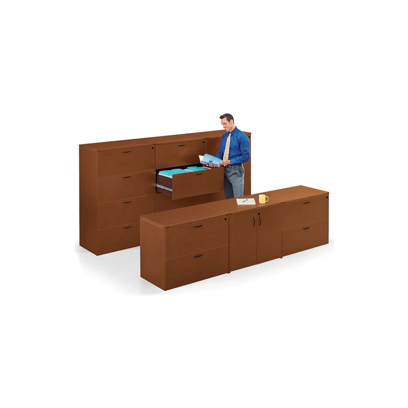 Two Drawer Wood Grain Laminate Lateral File