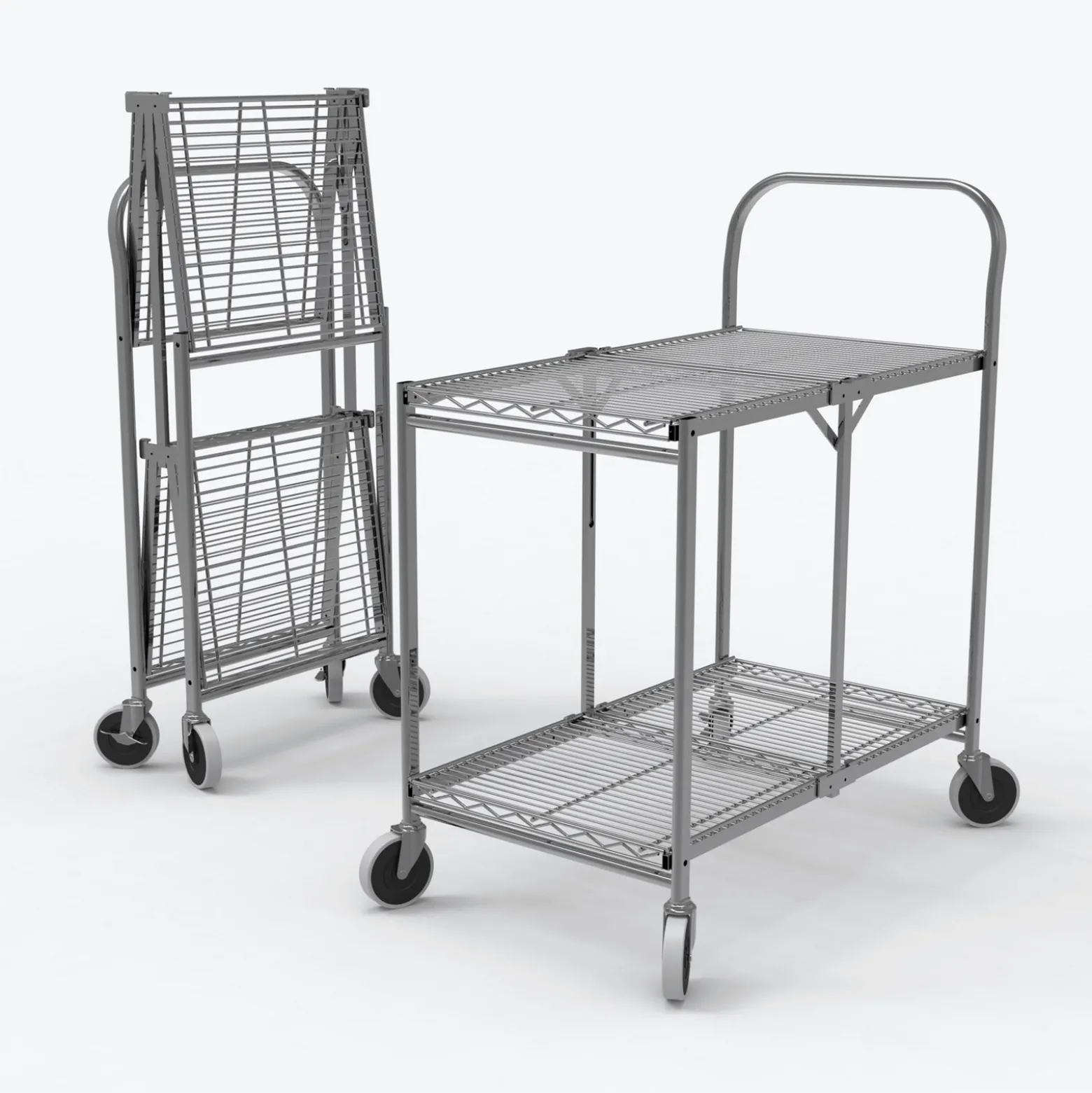 Two-Shelf Collapsible Wire Utility Cart