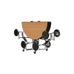 Uniframe Cafeteria Table Set with 8 Seats - 60" Round Chrome Frame