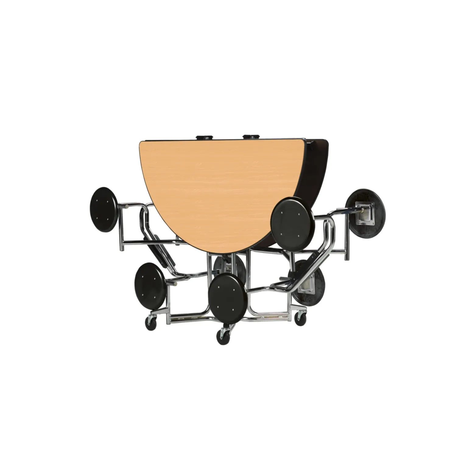 Uniframe Cafeteria Table Set with 8 Seats - 60" Round Chrome Frame