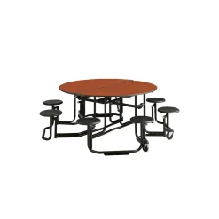 Uniframe Cafeteria Table Set with 8 Seats - 60" Round Black Frame