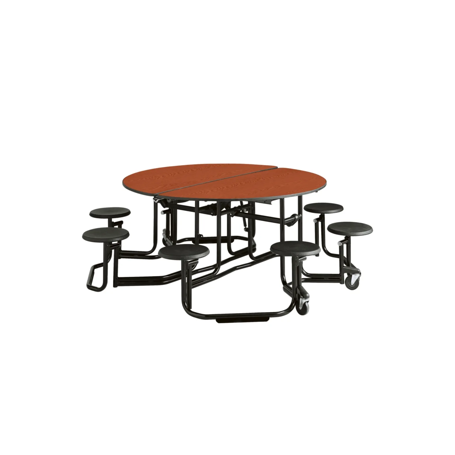 Uniframe Cafeteria Table Set with 8 Seats - 60" Round Black Frame