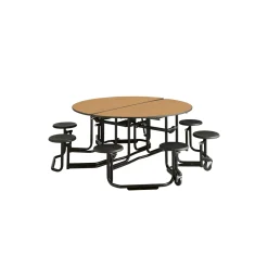 Uniframe Cafeteria Table Set with 8 Seats - 60" Round Black Frame