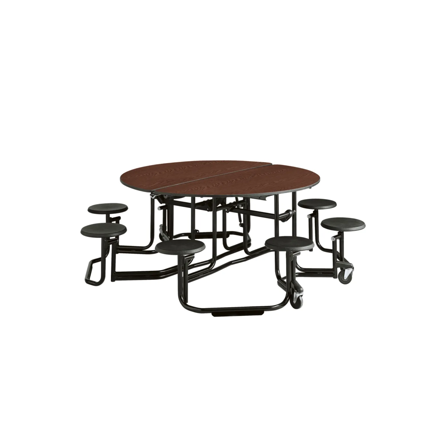 Uniframe Cafeteria Table Set with 8 Seats - 60" Round Black Frame