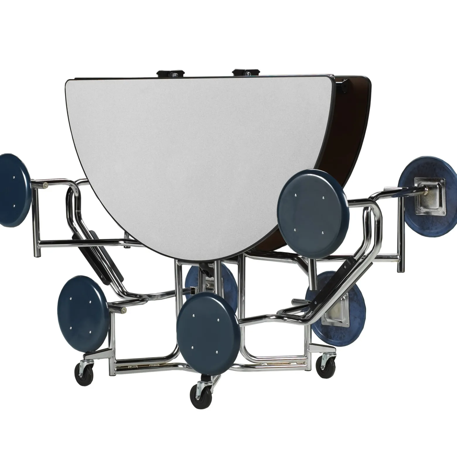 Uniframe Round Mobile Cafeteria Table with Stools - 83" dia