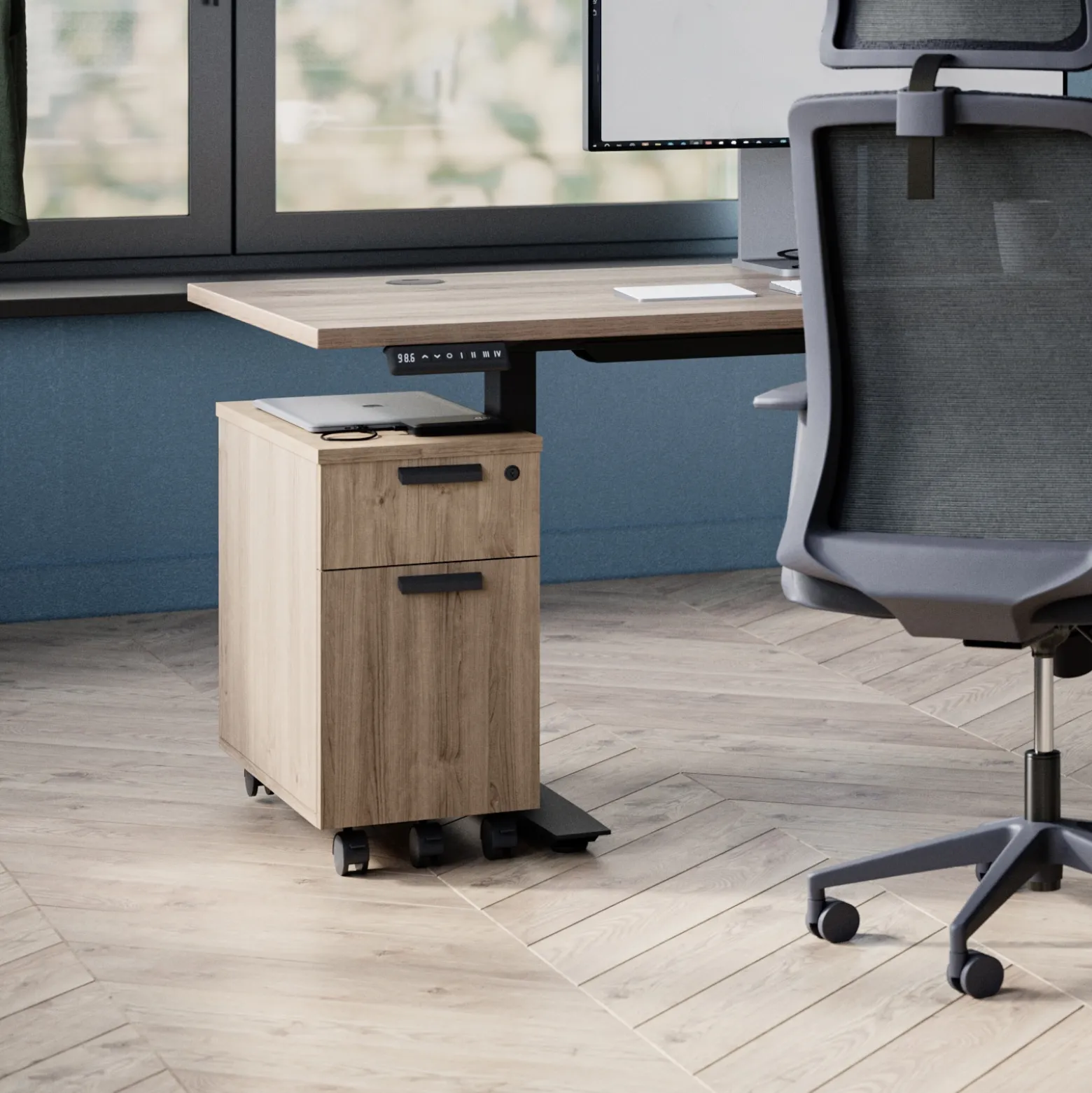 Upward 2 Drawer Mobile File Pedestal - 11"W x 24"D