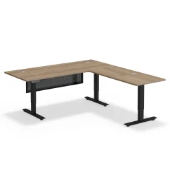 Upward Reversible Height Adjustable L-Shaped Standing Desk with Modesty Panel - 72"W x 72"D