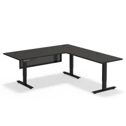 Upward Reversible Height Adjustable L-Shaped Standing Desk with Modesty Panel - 72"W x 72"D