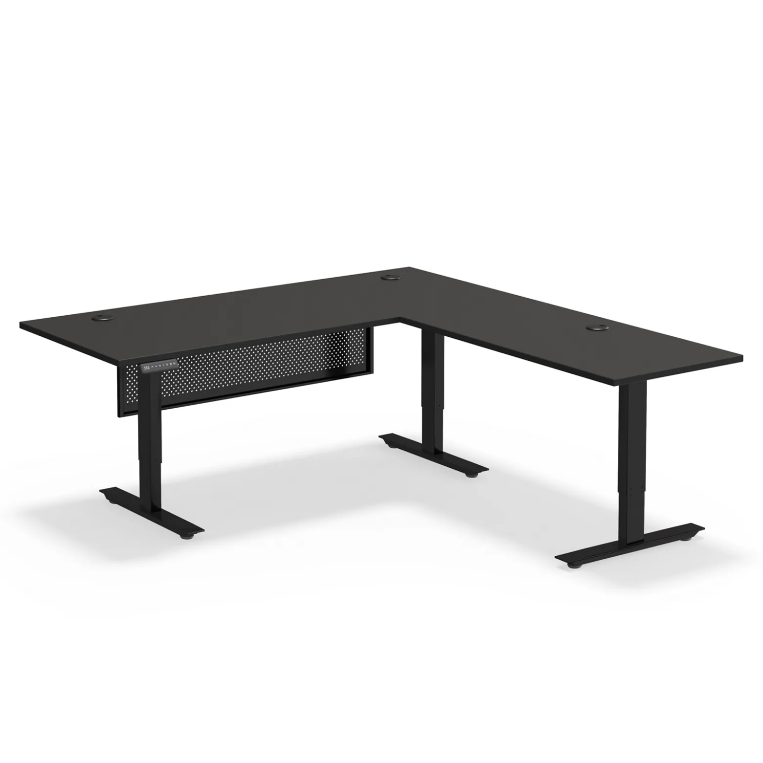 Upward Reversible Height Adjustable L-Shaped Standing Desk with Modesty Panel - 72"W x 72"D