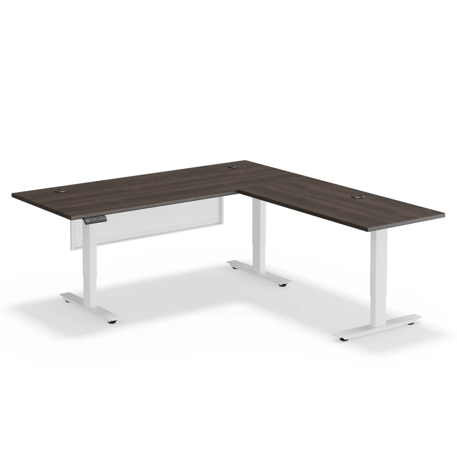 Upward Reversible Height Adjustable L-Shaped Standing Desk with Modesty Panel - 72"W x 72"D