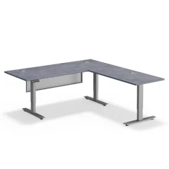 Upward Reversible Height Adjustable L-Shaped Standing Desk with Modesty Panel - 72