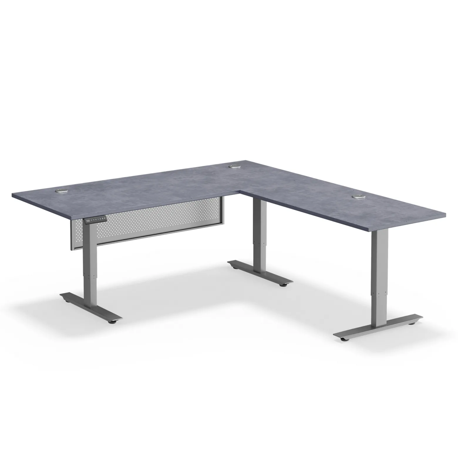 Upward Reversible Height Adjustable L-Shaped Standing Desk with Modesty Panel - 72"W x 72"D
