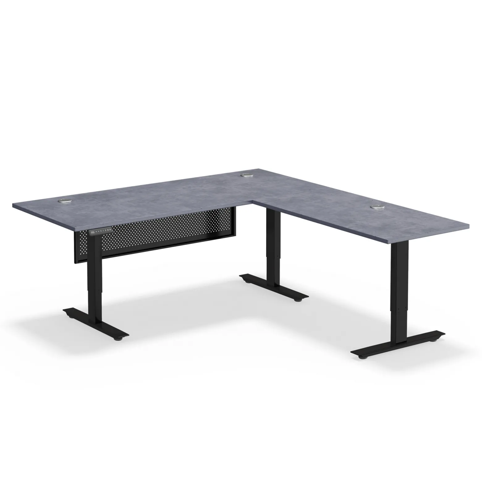 Upward Reversible Height Adjustable L-Shaped Standing Desk with Modesty Panel - 72"W x 72"D