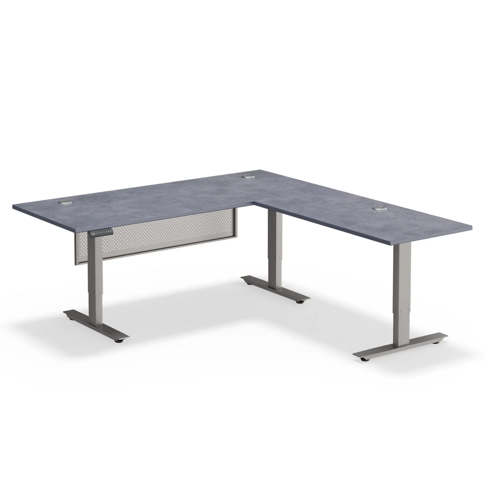 Upward Reversible Height Adjustable L-Shaped Standing Desk with Modesty Panel - 72"W x 72"D